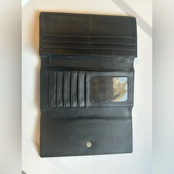 Vintage Chanel CC Logo Black Caviar Leather Wallet Designer Authentic Trifold - Picture 10 of 14